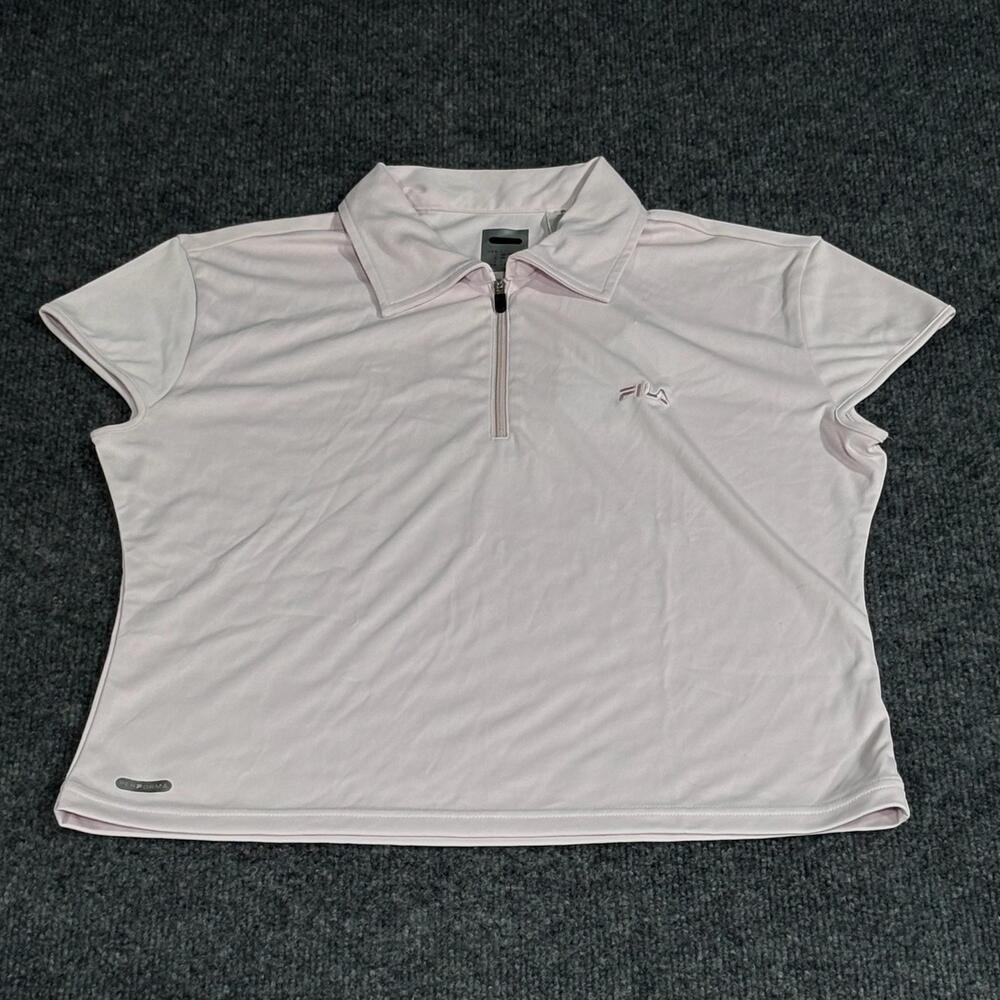 Fila Lecco Cap Sleeve Top Womens Large Pink Performance Polo Shirt Tennis Golf